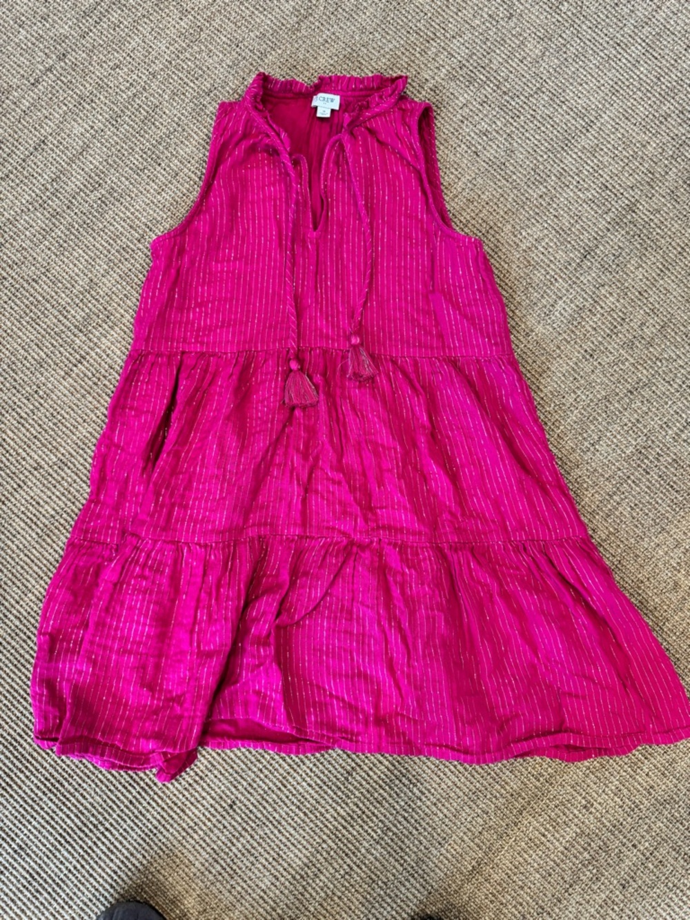 J.Crew Factory Woman’s Swimsuit Cover Up Fuchsia Pink Tiered Sleeveless Dress